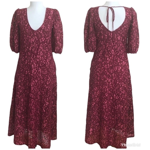 Johnny Was Malaga Midi Lace Dress xs Embroidered Cotton Silk Cottagecore NEW - Picture 2 of 12